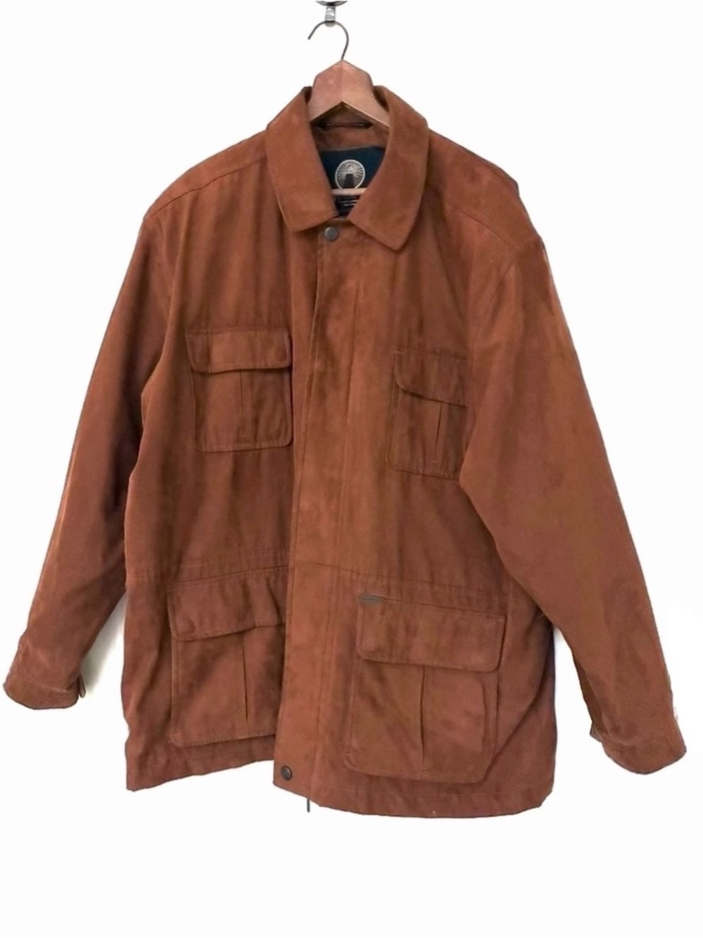 Vintage Cognac Faux Suede Belted Travel Field Jacket * MINT